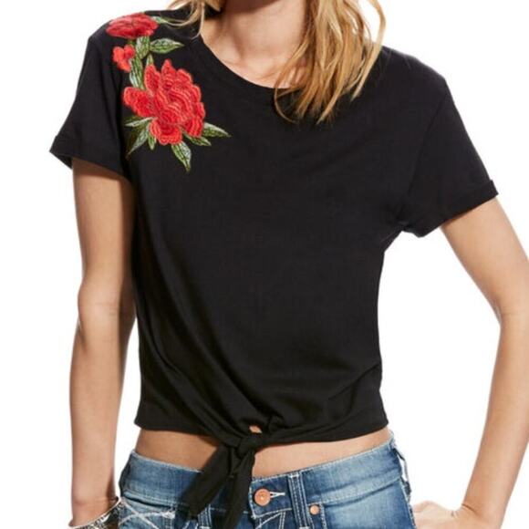 ARIAT WOMEN'S EMBROIDERED CACTUS TIE BLACK SHIRT SIZE M - Picture 8 of 8